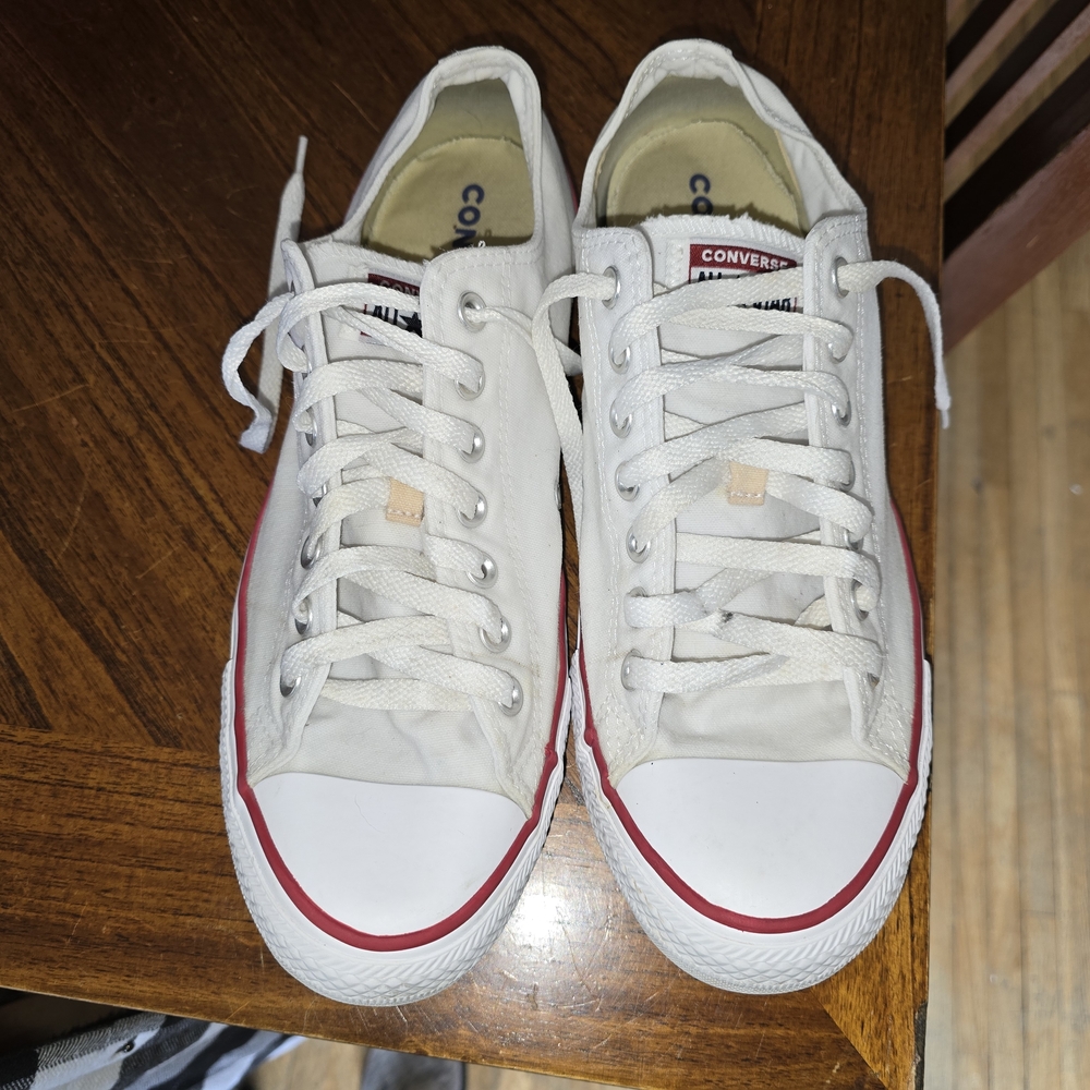 Converse White Canvas Sneakers with Rubber Toe Cap